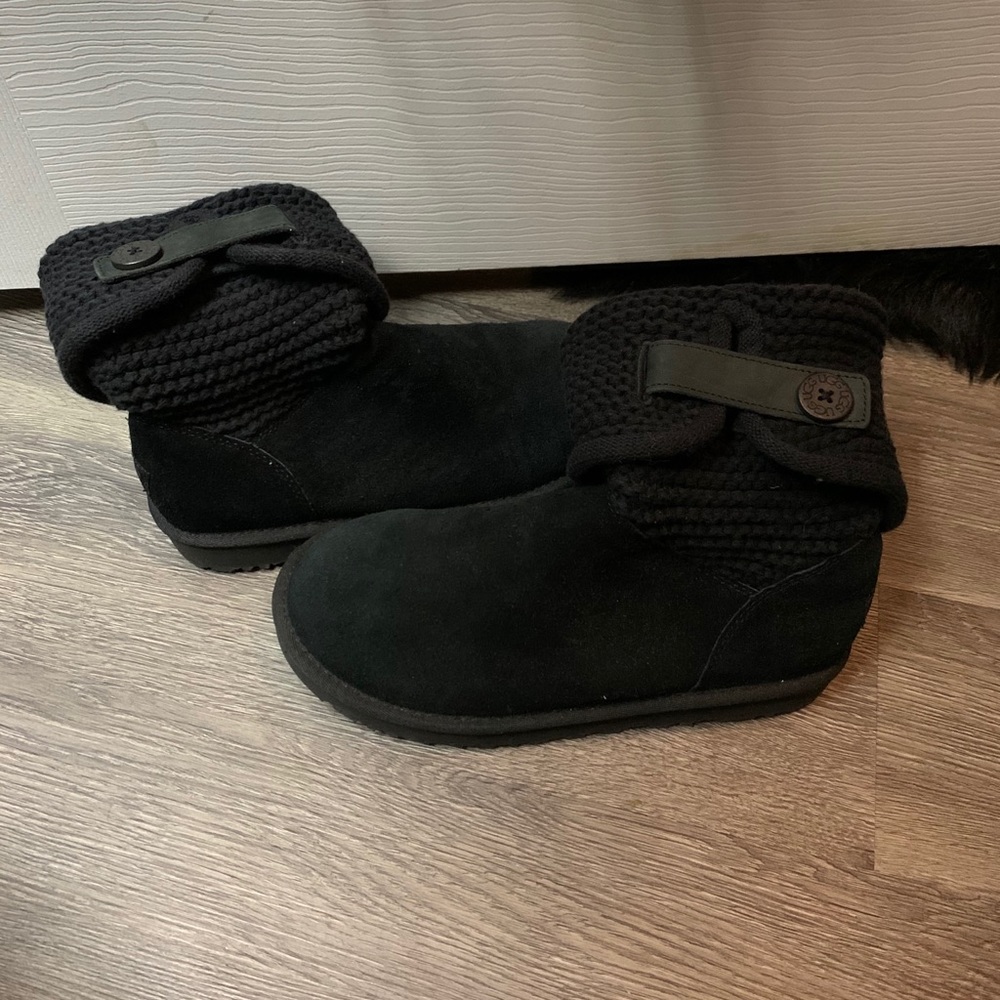 UGG Shaina black knit boots